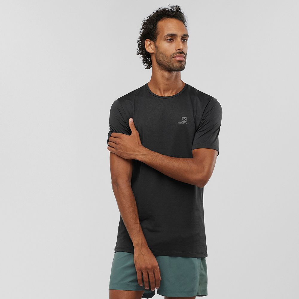 Salomon Singapore Mens Tops - AGILE TRAINING Black | 28501-ZFPU